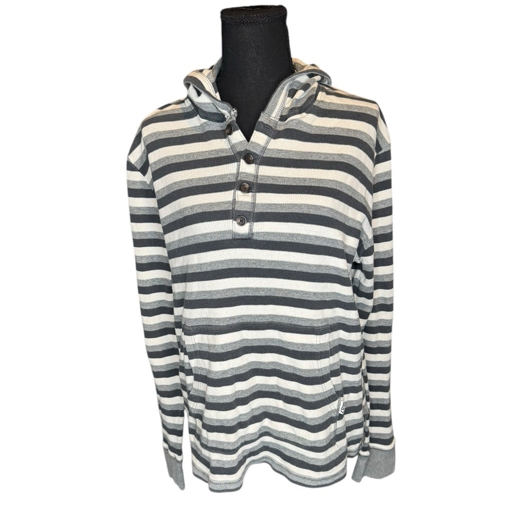 AEROPOSTALE Unisex XL Stiped Pullover Hoodie 100% Cotton Thermal Y2K Preppy M162